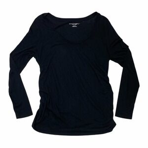 LIZ Lange Maternity Solid Black Long Sleeve Scoop Neck T-Shirt